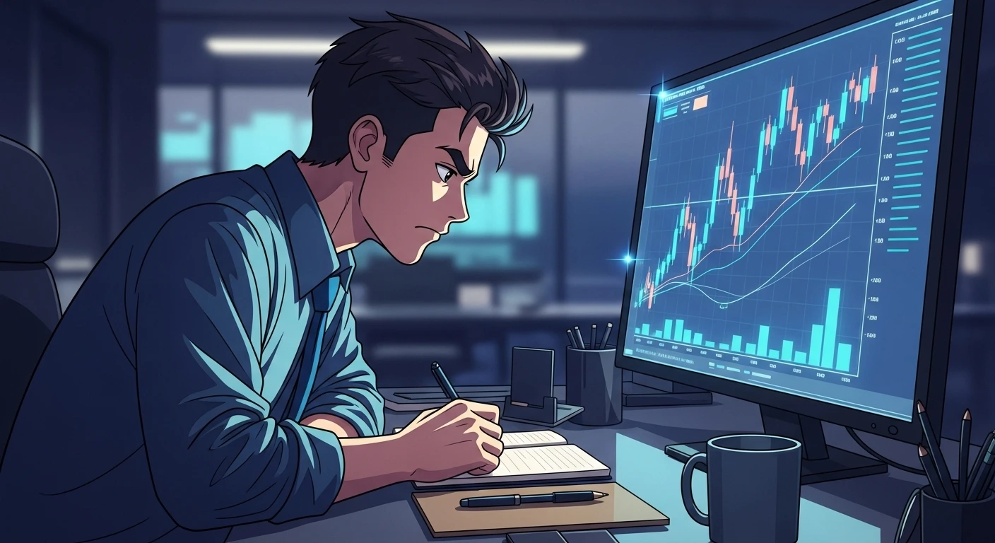 Focused trader reviewing charts inside Traders Journal.